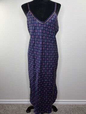 Miss Dior 1970's Navy Geo Print Nightgown Dress Medium